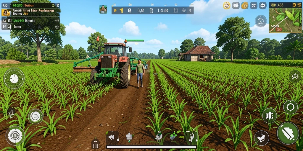 Screenshot gameplay ASG55 menunjukkan aktivitas bertani yang seru dan menyenangkan.