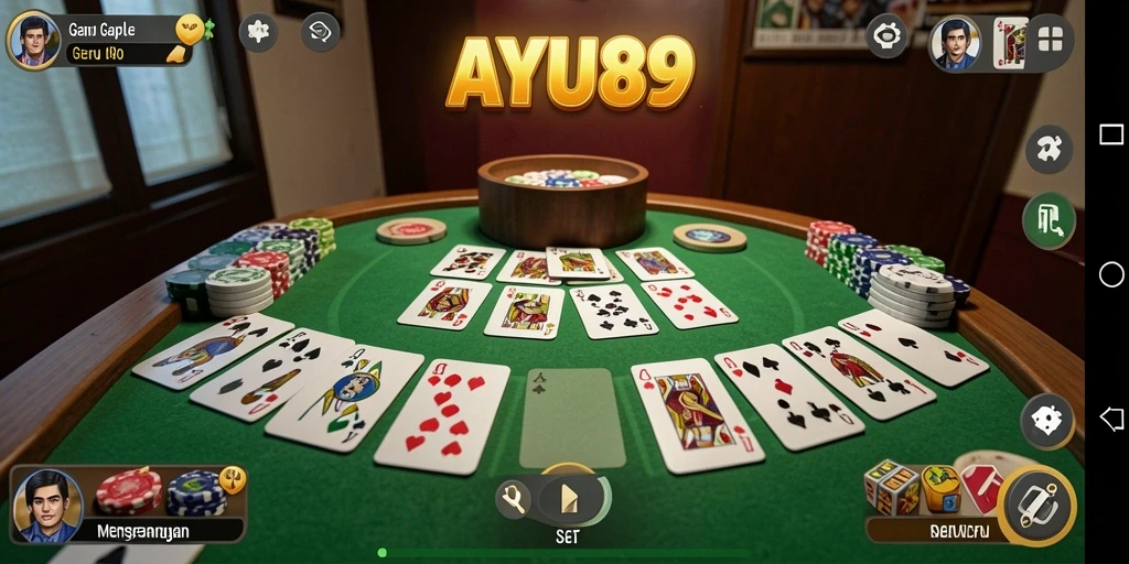 Tampilan gameplay AYU89 dengan suasana permainan Gaple yang seru.