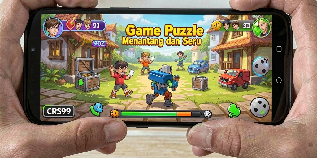 Tampilan gameplay CRS99 dengan berbagai teka-teki menarik.