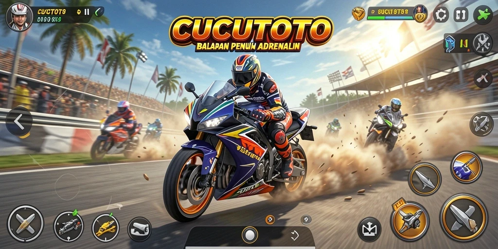 Gameplay seru CUCUTOTO dalam balapan motor yang mendebarkan.