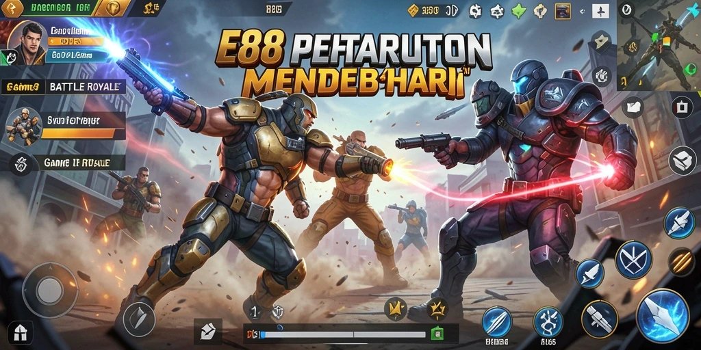 Tampilan gameplay mendebarkan di E88 dengan aksi pertempuran intens.