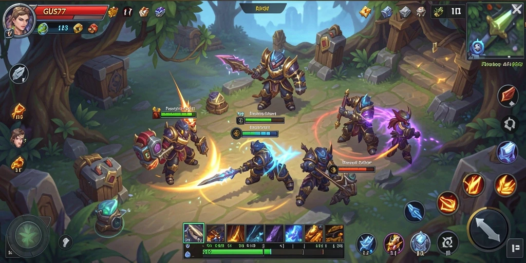 Tampilan seru permainan ARPG GUS77 dengan pertarungan yang intens.
