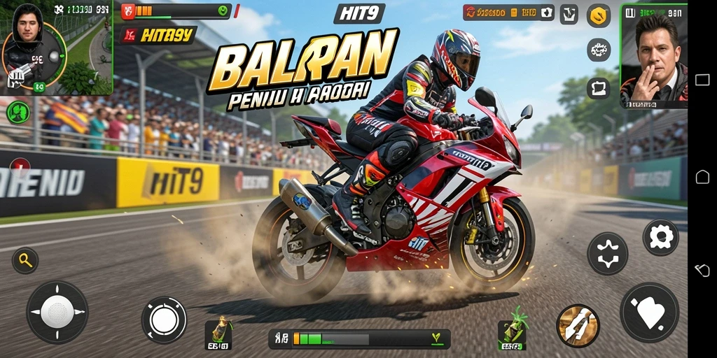 Gameplay balapan motor yang seru dan mendebarkan di HIT9.