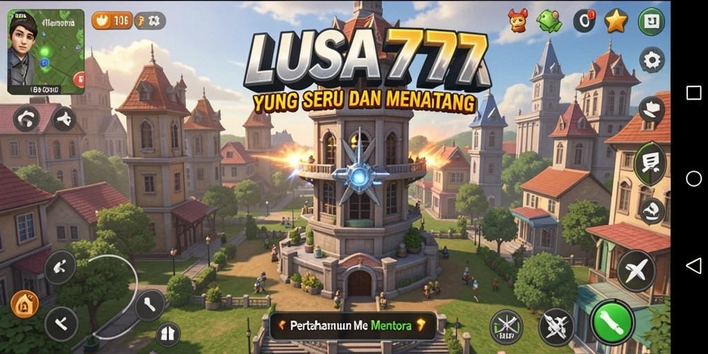 Tangkapan layar gameplay menegangkan di LUSA777 dengan aksi Tower Defense.