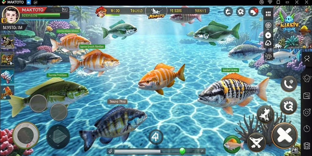 Screenshot gameplay MAKTOTO menampilkan aksi tembak ikan yang seru.