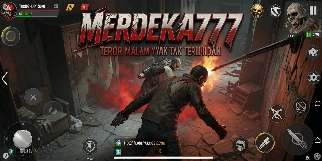 Screenshot gameplay menyeramkan dari MERDEKA777 yang menampilkan suasana mencekam.