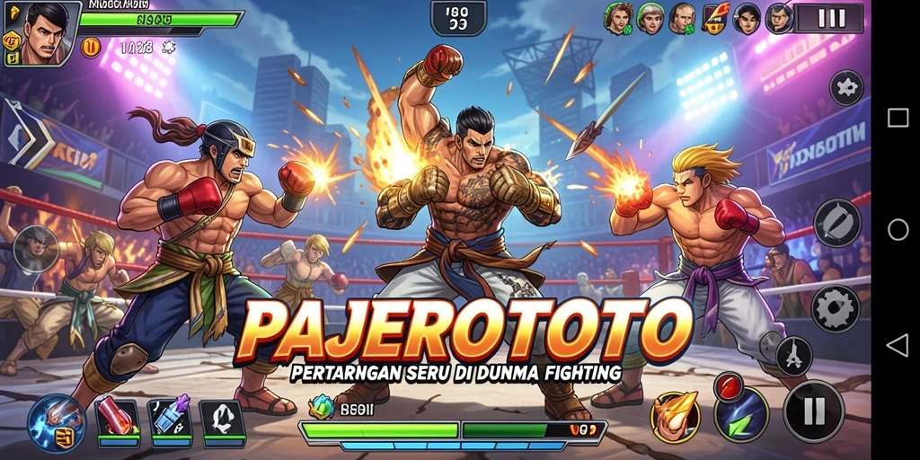 Screenshot gameplay PAJEROTOTO menunjukkan aksi pertarungan yang intens.