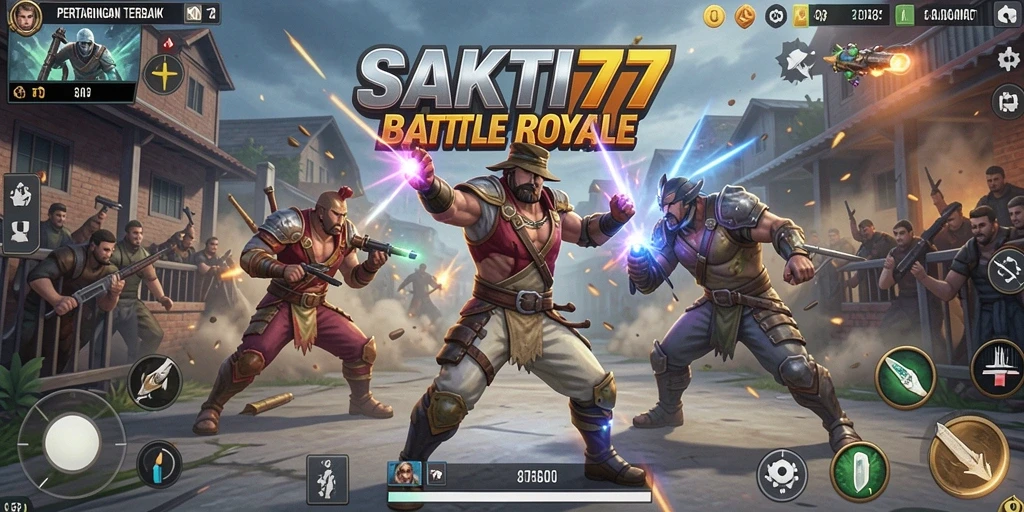Tangkapan layar SAKTI77 menampilkan aksi pertarungan Battle Royale yang intens.